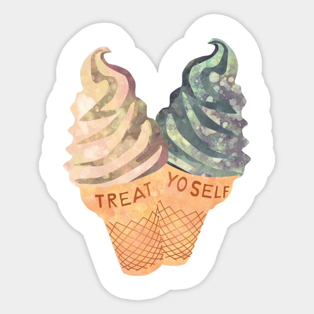 Treat Yo' Self Sticker by kanikamathurdesign